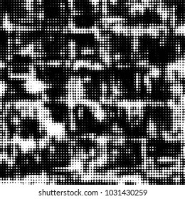 Spotted black and white grunge vector line background. Abstract halftone illustration background. Grunge grid polka dot background pattern
