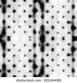 Spotted black and white grunge vector line background. Abstract halftone illustration background. Grunge grid polka dot background pattern
