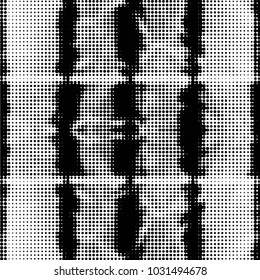 Spotted black and white grunge vector line background. Abstract halftone illustration background. Grunge grid polka dot background pattern
