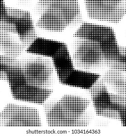 Spotted black and white grunge vector line background. Abstract halftone illustration background. Grunge grid polka dot background pattern
