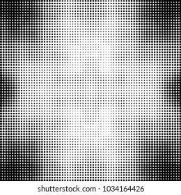 Spotted black and white grunge vector line background. Abstract halftone illustration background. Grunge grid polka dot background pattern
