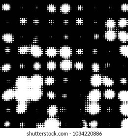 Spotted black and white grunge vector line background. Abstract halftone illustration background. Grunge grid polka dot background pattern
