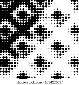 Spotted black and white grunge vector line background. Abstract halftone illustration background. Grunge grid polka dot background pattern
