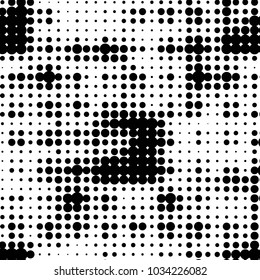 Spotted black and white grunge vector line background. Abstract halftone illustration background. Grunge grid polka dot background pattern
