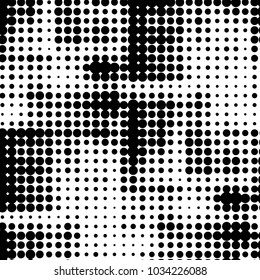 Spotted black and white grunge vector line background. Abstract halftone illustration background. Grunge grid polka dot background pattern
