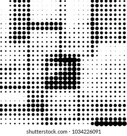 Spotted black and white grunge vector line background. Abstract halftone illustration background. Grunge grid polka dot background pattern
