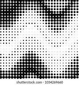 Spotted black and white grunge vector line background. Abstract halftone illustration background. Grunge grid polka dot background pattern
