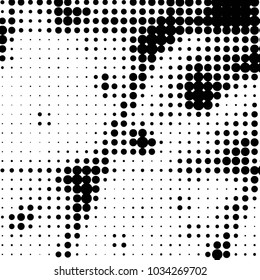 Spotted black and white grunge vector line background. Abstract halftone illustration background. Grunge grid polka dot background pattern
