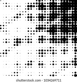 Spotted black and white grunge vector line background. Abstract halftone illustration background. Grunge grid polka dot background pattern
