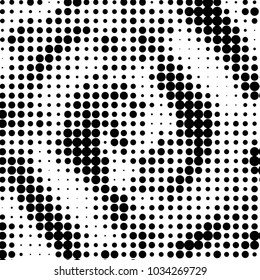 Spotted black and white grunge vector line background. Abstract halftone illustration background. Grunge grid polka dot background pattern
