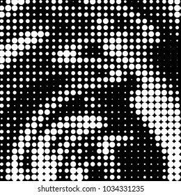 Spotted black and white grunge vector line background. Abstract halftone illustration background. Grunge grid polka dot background pattern
