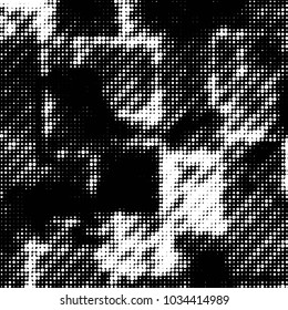 Spotted black and white grunge vector line background. Abstract halftone illustration background. Grunge grid polka dot background pattern
