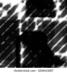Spotted black and white grunge vector line background. Abstract halftone illustration background. Grunge grid polka dot background pattern
