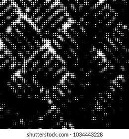 Spotted black and white grunge vector line background. Abstract halftone illustration background. Grunge grid polka dot background pattern
