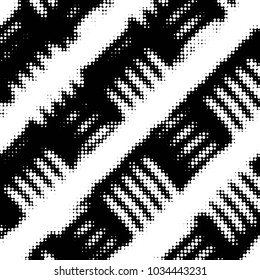 Spotted black and white grunge vector line background. Abstract halftone illustration background. Grunge grid polka dot background pattern

