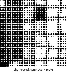 Spotted black and white grunge vector line background. Abstract halftone illustration background. Grunge grid polka dot background pattern
