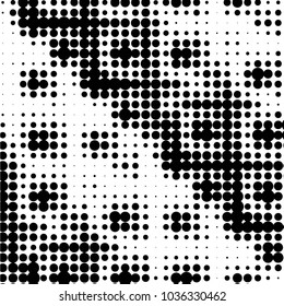 Spotted black and white grunge vector line background. Abstract halftone illustration background. Grunge grid polka dot background pattern
