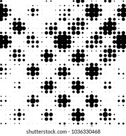 Spotted black and white grunge vector line background. Abstract halftone illustration background. Grunge grid polka dot background pattern
