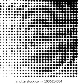 Spotted black and white grunge vector line background. Abstract halftone illustration background. Grunge grid polka dot background pattern