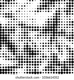Spotted black and white grunge vector line background. Abstract halftone illustration background. Grunge grid polka dot background pattern