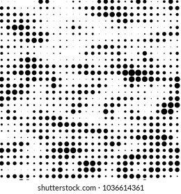 Spotted black and white grunge vector line background. Abstract halftone illustration background. Grunge grid polka dot background pattern