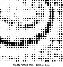 Spotted black and white grunge vector line background. Abstract halftone illustration background. Grunge grid polka dot background pattern