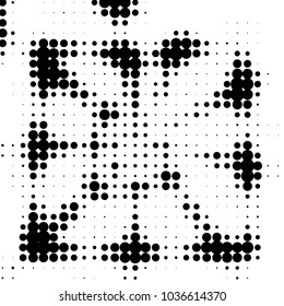 Spotted black and white grunge vector line background. Abstract halftone illustration background. Grunge grid polka dot background pattern