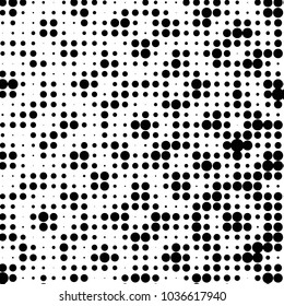 Spotted black and white grunge vector line background. Abstract halftone illustration background. Grunge grid polka dot background pattern
