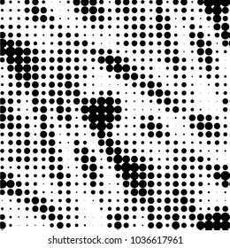 Spotted black and white grunge vector line background. Abstract halftone illustration background. Grunge grid polka dot background pattern
