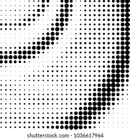 Spotted black and white grunge vector line background. Abstract halftone illustration background. Grunge grid polka dot background pattern

