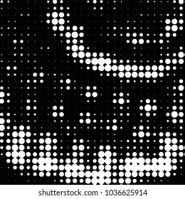 Spotted black and white grunge vector line background. Abstract halftone illustration background. Grunge grid polka dot background pattern
