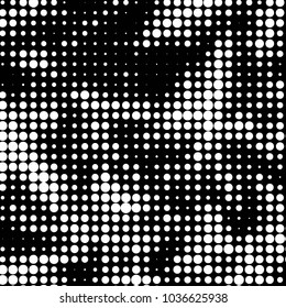 Spotted black and white grunge vector line background. Abstract halftone illustration background. Grunge grid polka dot background pattern
