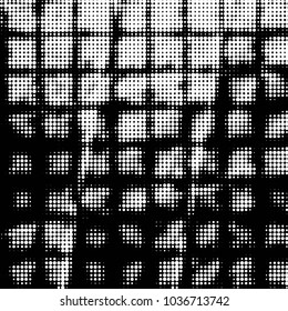Spotted black and white grunge vector line background. Abstract halftone illustration background. Grunge grid polka dot background pattern
