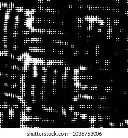 Spotted black and white grunge vector line background. Abstract halftone illustration background. Grunge grid polka dot background pattern
