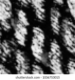 Spotted black and white grunge vector line background. Abstract halftone illustration background. Grunge grid polka dot background pattern