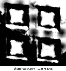 Spotted black and white grunge vector line background. Abstract halftone illustration background. Grunge grid polka dot background pattern