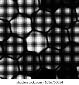 Spotted black and white grunge vector line background. Abstract halftone illustration background. Grunge grid polka dot background pattern