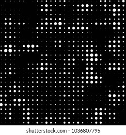 Spotted black and white grunge vector line background. Abstract halftone illustration background. Grunge grid polka dot background pattern
