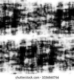 Spotted black and white grunge vector line background. Abstract halftone illustration background. Grunge grid polka dot background pattern
