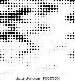 Spotted black and white grunge vector line background. Abstract halftone illustration background. Grunge grid polka dot background pattern

