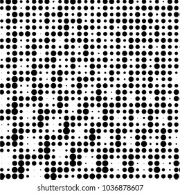Spotted black and white grunge vector line background. Abstract halftone illustration background. Grunge grid polka dot background pattern
