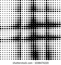 Spotted black and white grunge vector line background. Abstract halftone illustration background. Grunge grid polka dot background pattern
