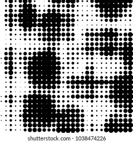 Spotted black and white grunge vector line background. Abstract halftone illustration background. Grunge grid polka dot background pattern
