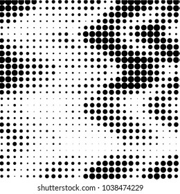 Spotted black and white grunge vector line background. Abstract halftone illustration background. Grunge grid polka dot background pattern
