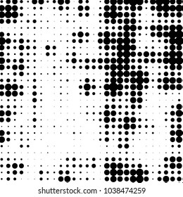 Spotted black and white grunge vector line background. Abstract halftone illustration background. Grunge grid polka dot background pattern
