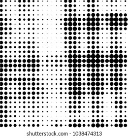 Spotted black and white grunge vector line background. Abstract halftone illustration background. Grunge grid polka dot background pattern

