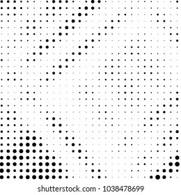 Spotted black and white grunge vector line background. Abstract halftone illustration background. Grunge grid polka dot background pattern
