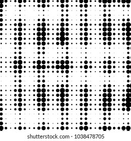 Spotted black and white grunge vector line background. Abstract halftone illustration background. Grunge grid polka dot background pattern
