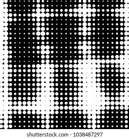Spotted black and white grunge vector line background. Abstract halftone illustration background. Grunge grid polka dot background pattern
