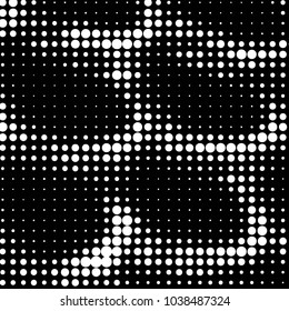 Spotted black and white grunge vector line background. Abstract halftone illustration background. Grunge grid polka dot background pattern
